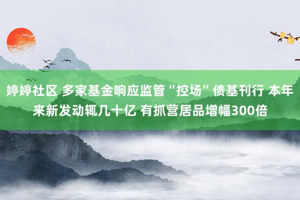 婷婷社区 多家基金响应监管“控场”债基刊行 本年来新发动辄几十亿 有抓营居品增幅300倍