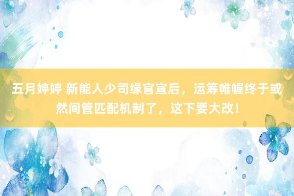 五月婷婷 新能人少司缘官宣后，运筹帷幄终于或然间管匹配机制了，这下要大改！