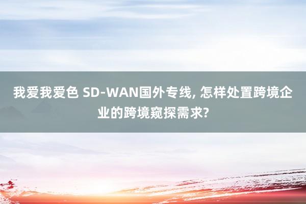 我爱我爱色 SD-WAN国外专线， 怎样处置跨境企业的跨境窥探需求?