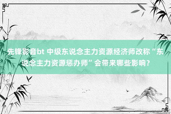 先锋影音bt 中级东说念主力资源经济师改称“东说念主力资源惩办师”会带来哪些影响？