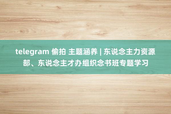 telegram 偷拍 主题涵养 | 东说念主力资源部、东说念主才办组织念书班专题学习